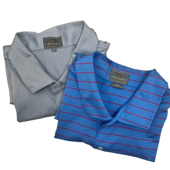 2-Fennec shirts highly evolved Golf polo men's 2XL 1- blue 1- gray Poly/spandex - Picture 1 of 10